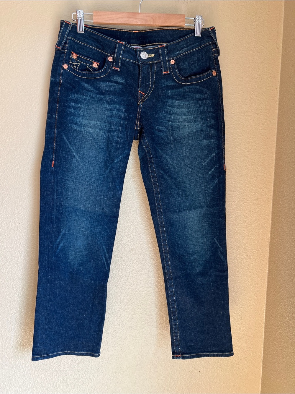 True Religion KATE Jeans 29 Low Rise Crop NWOT